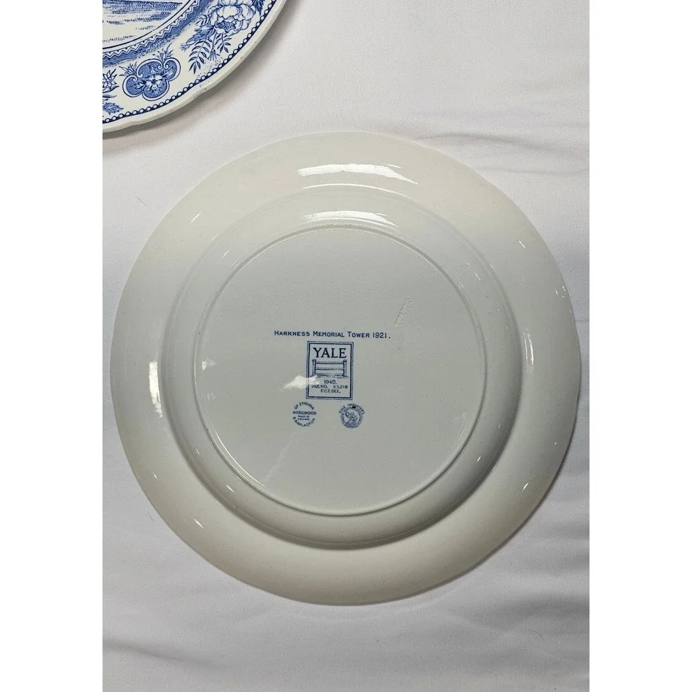 Vintage‎ Wedgwood Yale University Dinner Plates Set of 4 1949 Blue Transferware